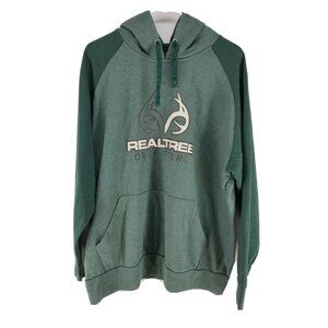 Realtree Hooded Sweatshirt Mens Size Large Green Pockets Soft